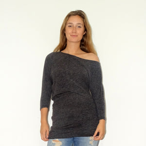 Charcoal Bat-wing Tunic - Rebecca Ruby