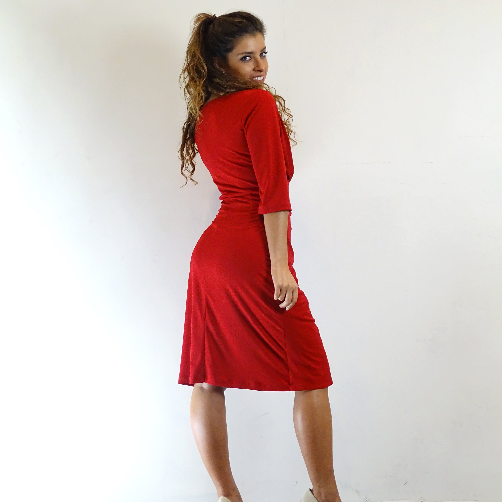 Red Ruched Dress