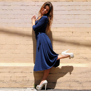 Navy Blue Wrap Dress