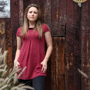 Ruby Red Funnel Neck Tunic - Rebecca Ruby