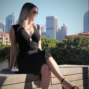 Classic Black Sleeveless Wrap Dress