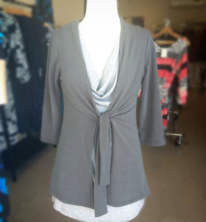 Smokey Grey Tied Top - Rebecca Ruby